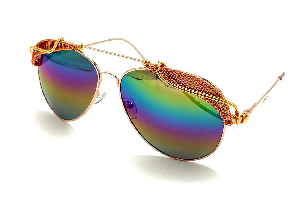 Multicolor aviator hot sale sunglasses