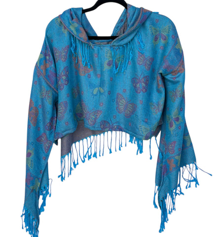 PASHMINA CROP TOP ~ Butterfly Blues
