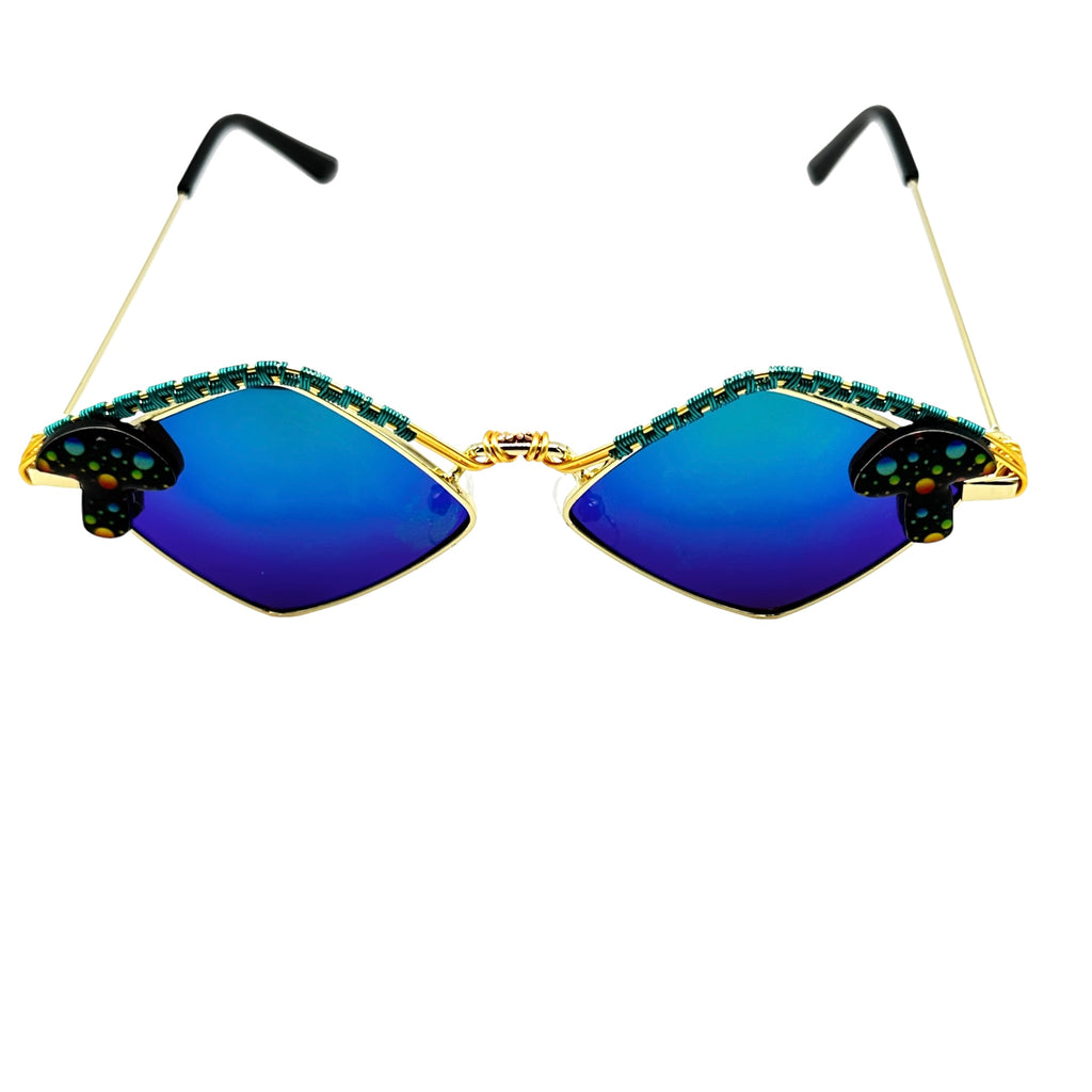 Wire top Wrapped Western Sunglasses Teal