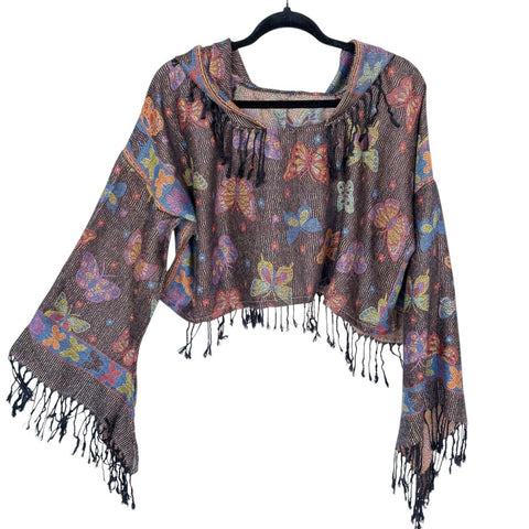 PASHMINA CROP TOP ~ Butterfly Black