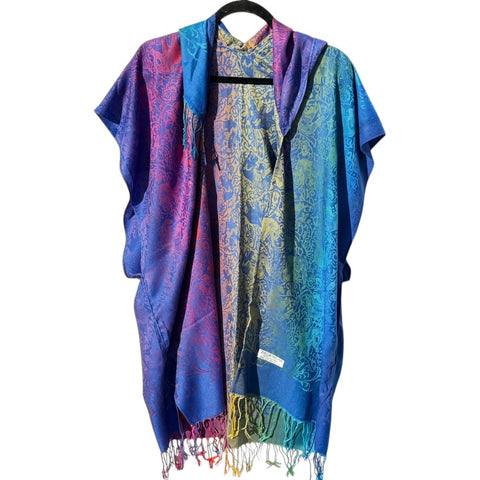 PASHMINA HOODED KIMONO - Aurora Royale