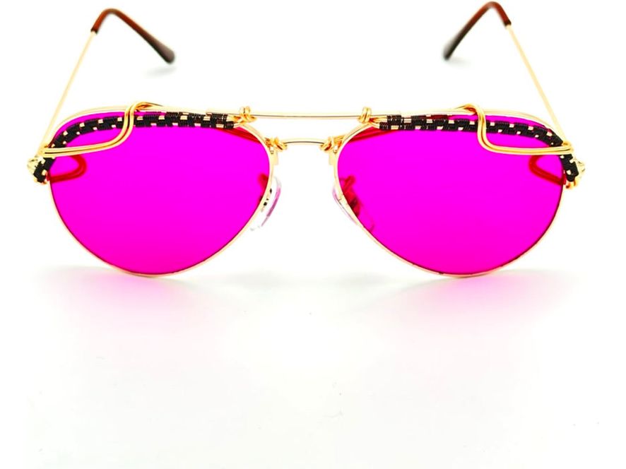 Louis Vuitton Purple & Gold Metal Studded Rimless Shield Sunglasses