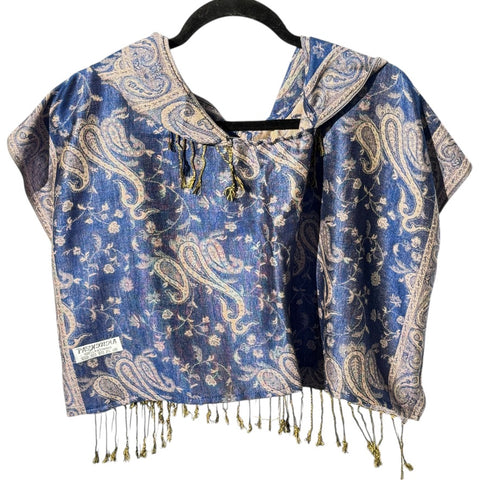 PASH HOODED CROP TOP - Royal Blue Paisley