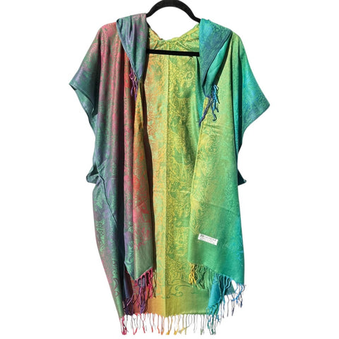 PASHMINA HOODED KIMONO - Royalty Rainbow