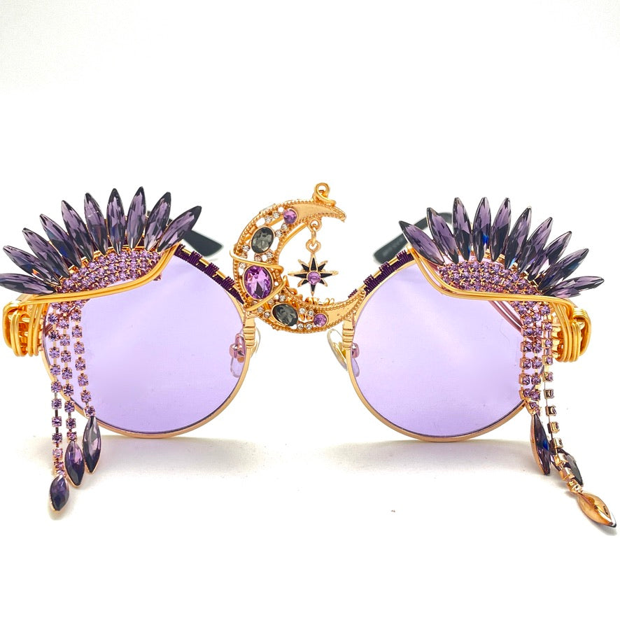 Pink & Gold Third Eye Bloom - Third-Eye Sunglasses - Smiley Art Goods  Embellished Sunglasses