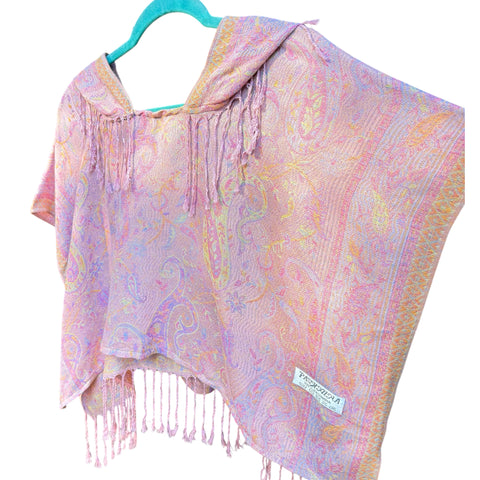 Pink Garden - Pashmina Hooded Crop Top