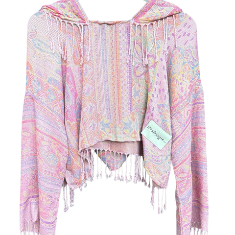 *PASH LS CROP TOP - Pink Matrix Paisley