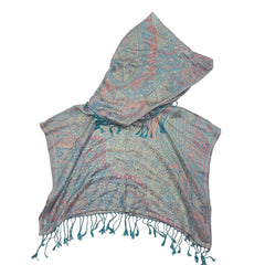 Aqua Sparkles - Pashmina Hooded Crop Top