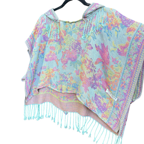 Watercolor Flowers - Pashmina Hooded Crop Top