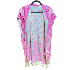 PASHMINA HOODED KIMONO - Egyptian PinkTeal