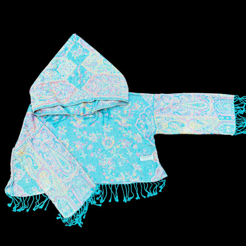 Pash Cropped Hoodie - Teal Paisley